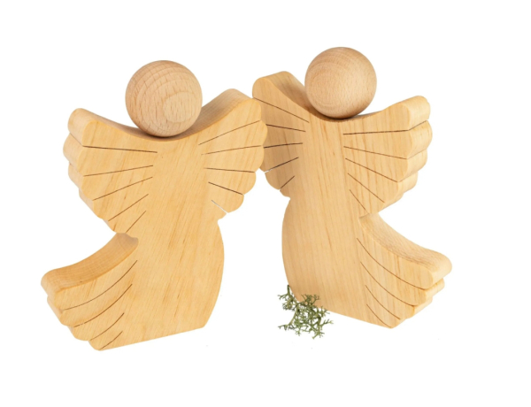 Holzengel , Engelsfigur , Christlicher Schmuck , Deko Engel - 2 Stück